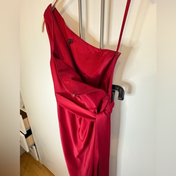 Ted Baker Red Asymmetrical Ruched Cocktail Dress - Picture 3 of 9